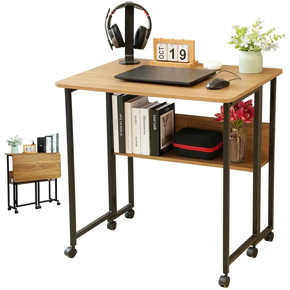 

Foldable Computer Desk For Small Spaces, Compact Folding Desk With Easy Assembly, Portable Workstation For Home And Office,