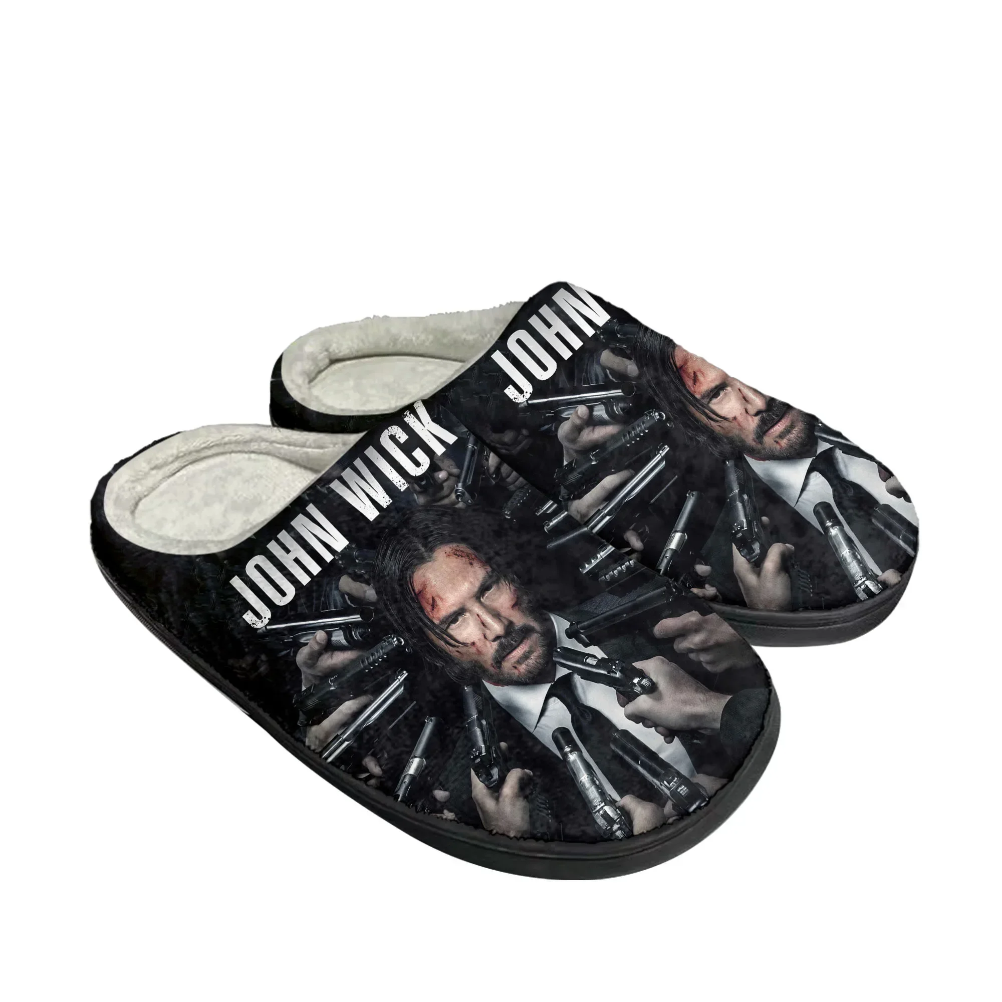 

John Wick Keanu Reeves Home Cotton Slippers Men Women Plush Bedroom Casual Keep Warm Shoes Thermal Slipper Custom DIY Shoe