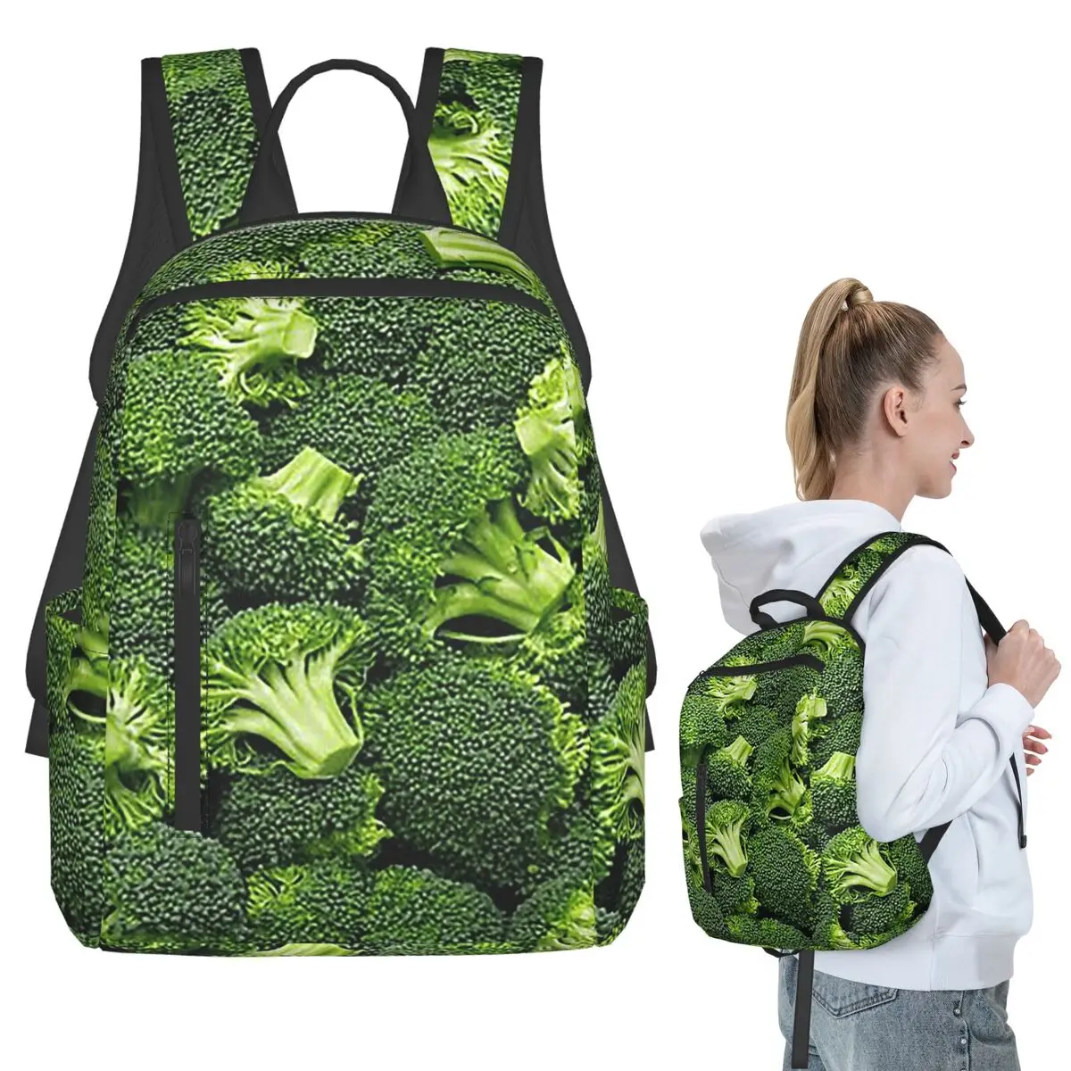 

Fresh Raw Broccoli Backpack Student BookBag Children School Bag Laptop Shoulder Bags Boys Girls