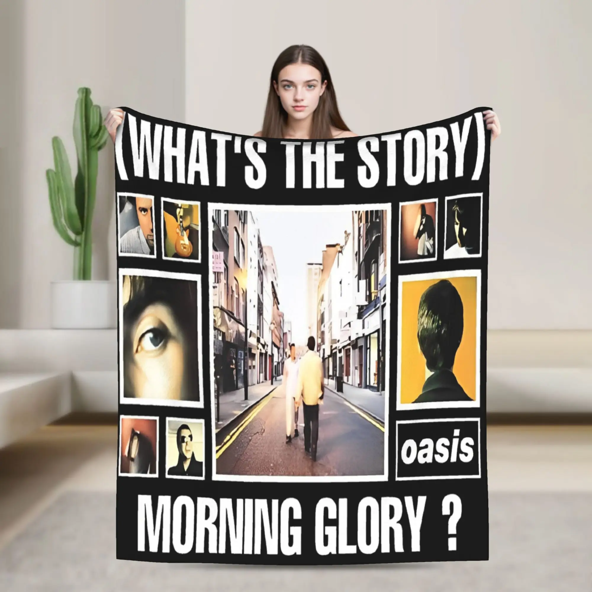 Oasised Whats the Story Morning Glory Flannel Blanket Funny Throw Blanket for Home 150*125cm Plush Thin Quilt