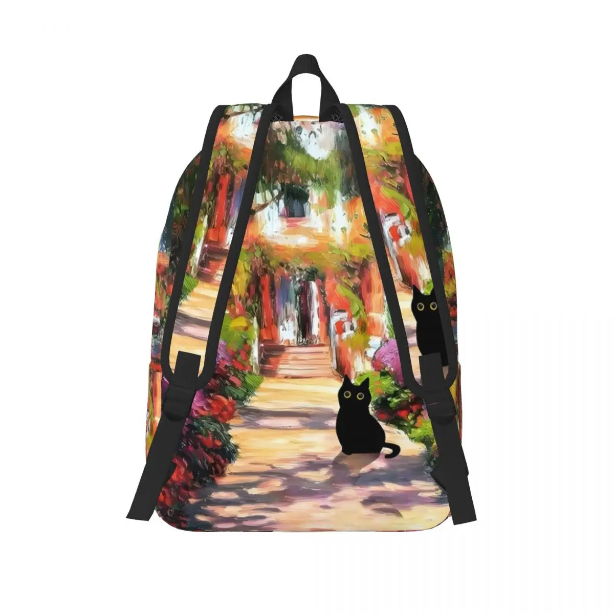 Cat In Monet's Garden Student Backpack School Bag Hiking Travel Daypack for Men Women Fashion Bookbag Shoulder Bags