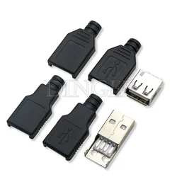 5PCS Type A Male Female USB 4 Pin Plug Socket Connector With Black Plastic Cover Type-A DIY Kits ibuw