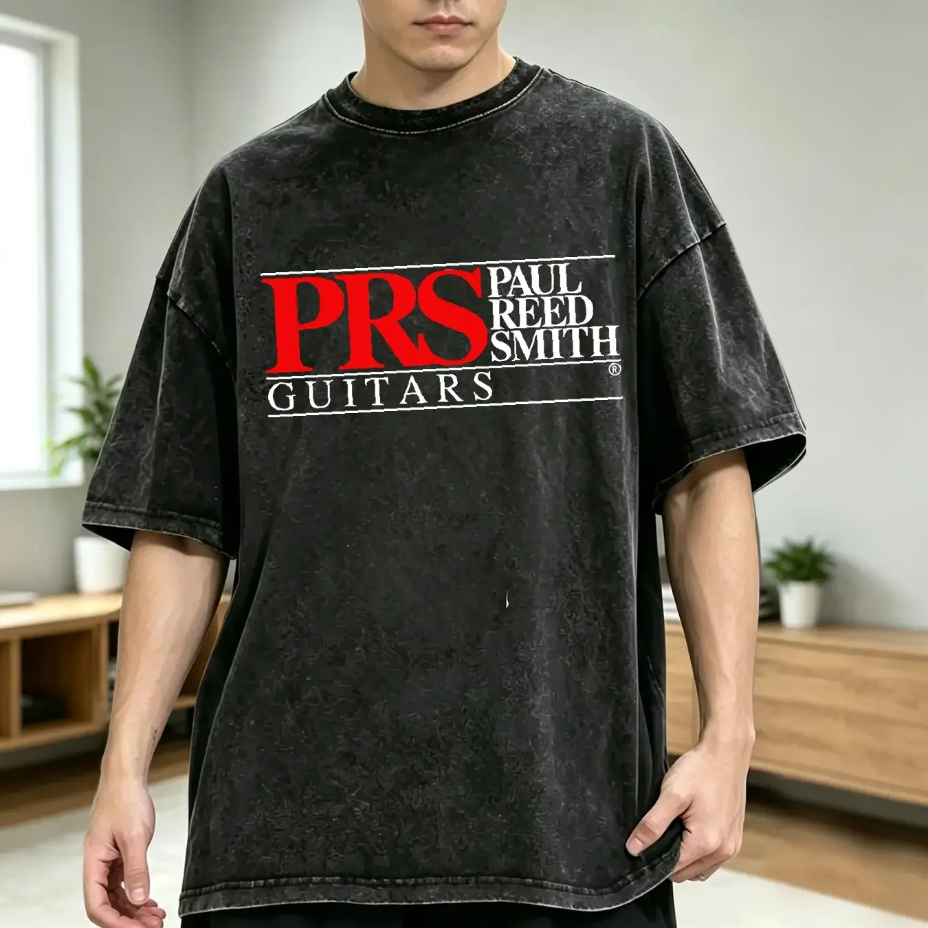 washed T Shirt New Paul Reed Smith Guitars Logo Men's Black Usa S to 5XL vintage Washed Soft Casual homme Stylish