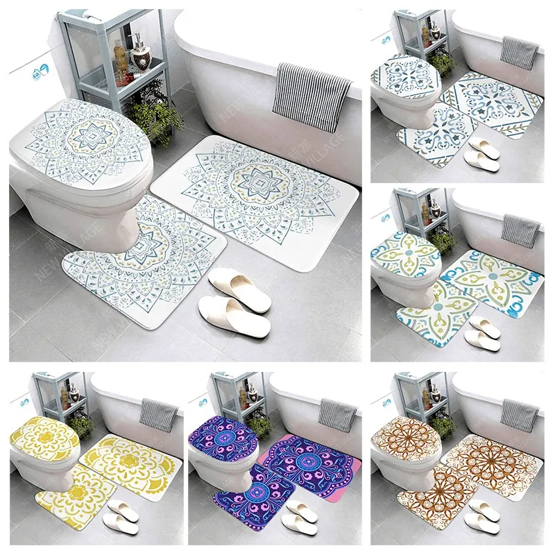 Mandala Anti-slip Bath Mats Bathroom Shower Mat Decor Absorbent Foot Mat Entrance Bathtub toilet rug Morocco vintage Persia boho