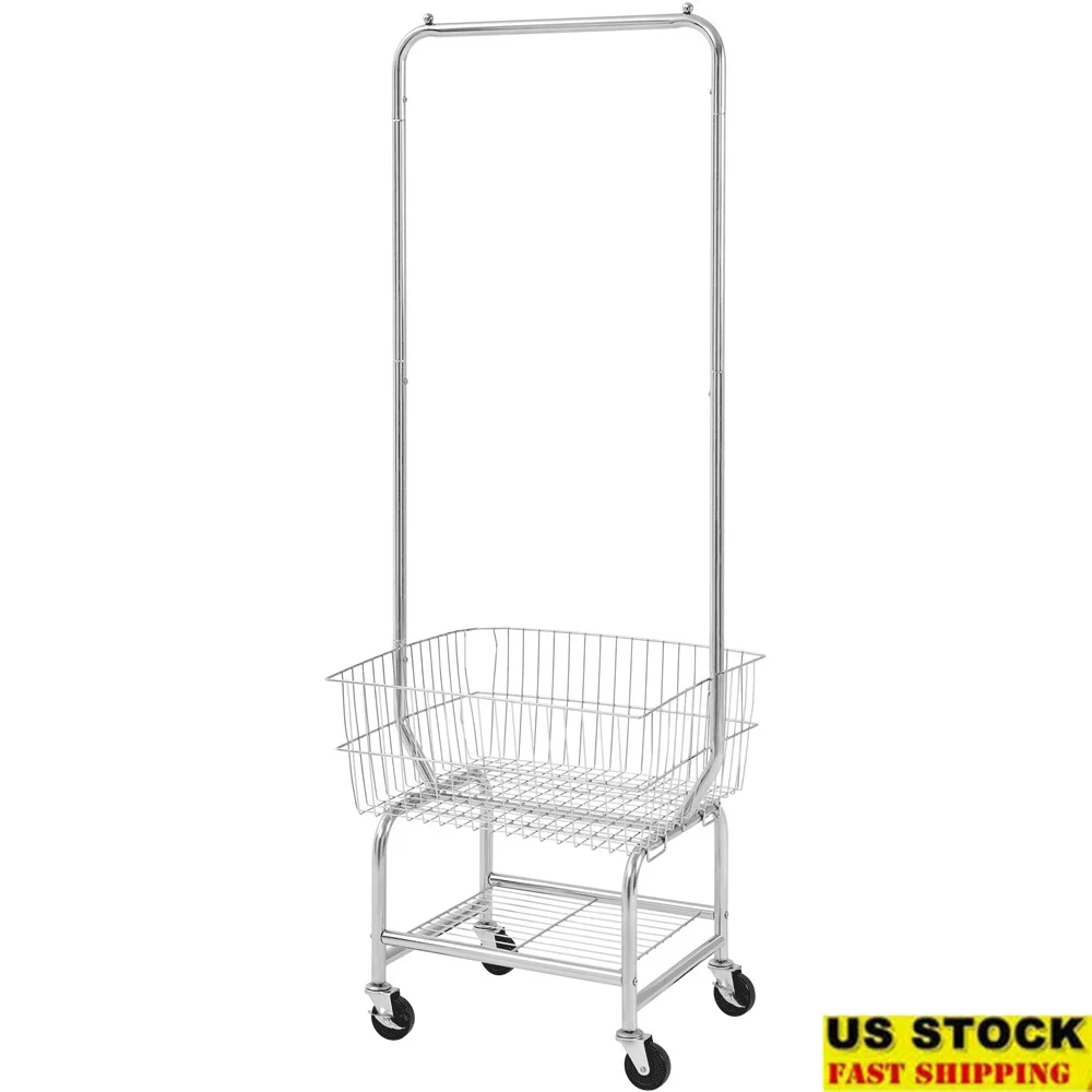 

3 Tier Rolling Laundry Cart with Basket Mobile Laundry Storage Organizer with Wheels Clothes and Supplies