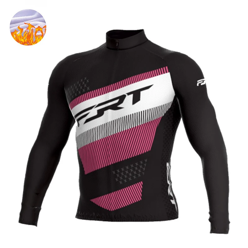 FRT Winter Cycling Clothing Men Cycling Jersey Warm Jacket Fleece Velveteen Top Maillot Ciclismo Bicycle MTB Long Sleeve kits