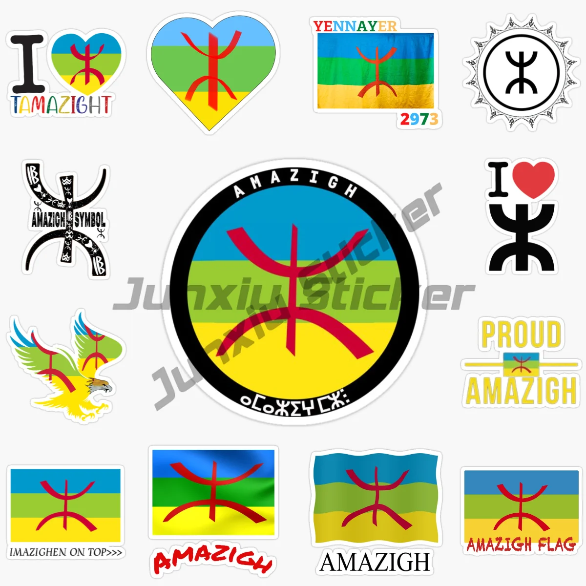

AMAZIGH Berbers Kabyle Flag Decals for Motorcycle Laptop Car RV SUV Vinyl Self-adhesive Car Stickers