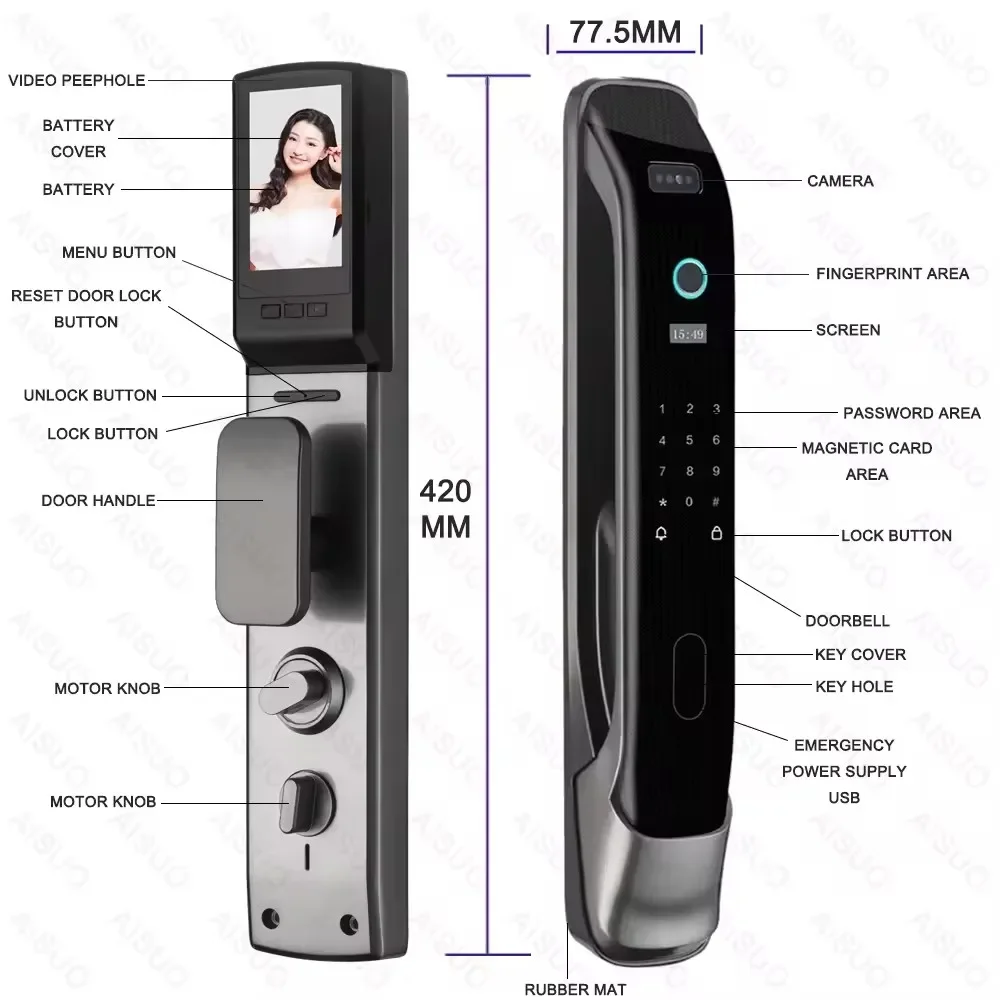 AISUO  slide oem multipoint digital door Good Selling israel code oven Digital Cerradura Inteligente Smart Door Lock