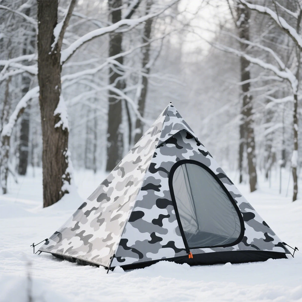 

STLF Winter Snow Camouflage Tent Windproof Warm Transparent Door Breathable Oxford Fabric Double Layer Custom Logo for Family Ca