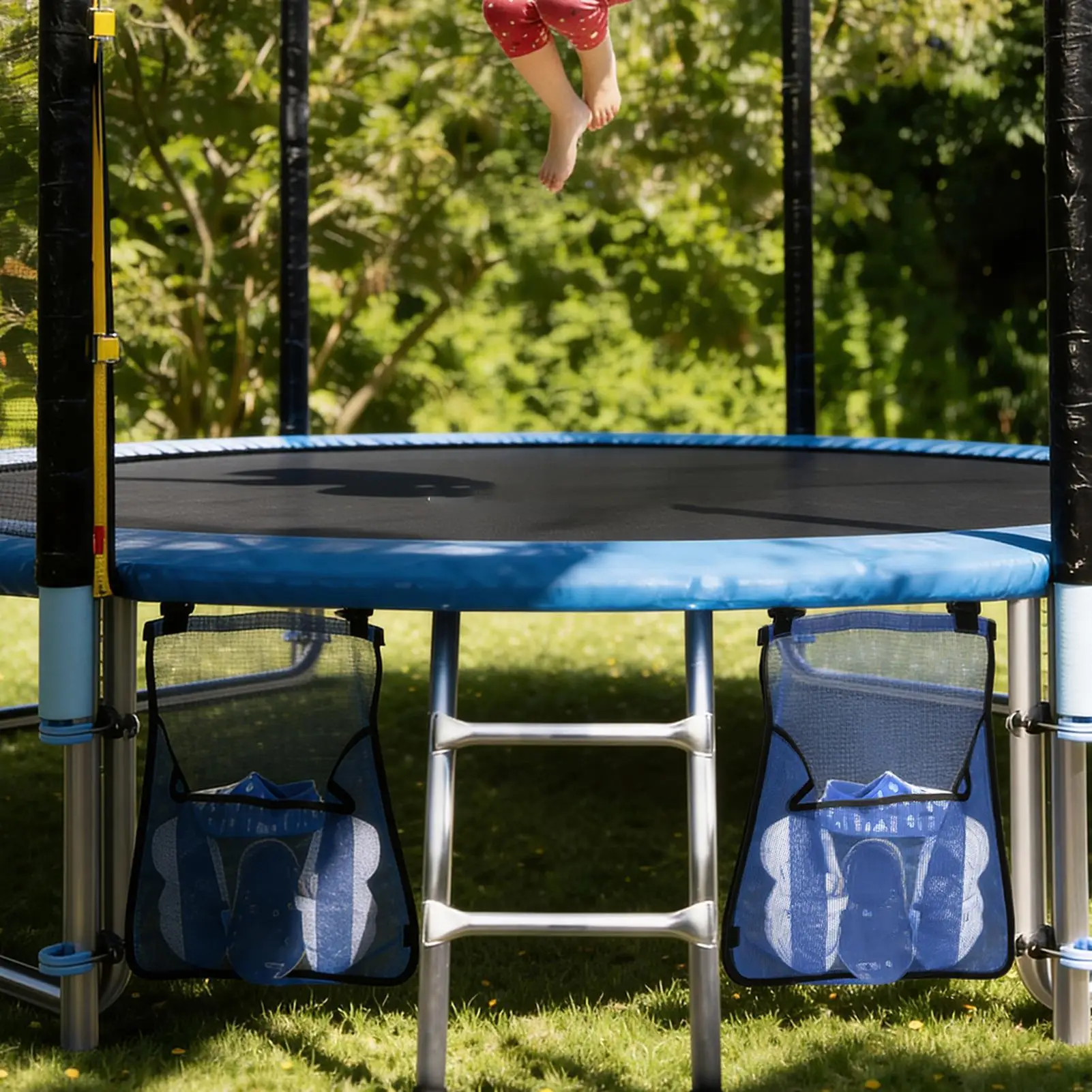 2pcs Trampoline Storage Bags Large Capacity Mesh Tote Shoe & Accessory Organizer For Backyard Pool Camping Park Indoor Workout