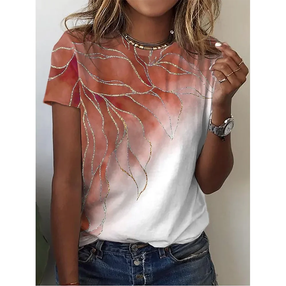 Zomer Hot Selling Nieuwe Mode 3d Bloemenprint Vrouwen O-hals T-Shirts Korte Mouw Casual Straat T-Shirt Losse Kleding Vrouw Clotin