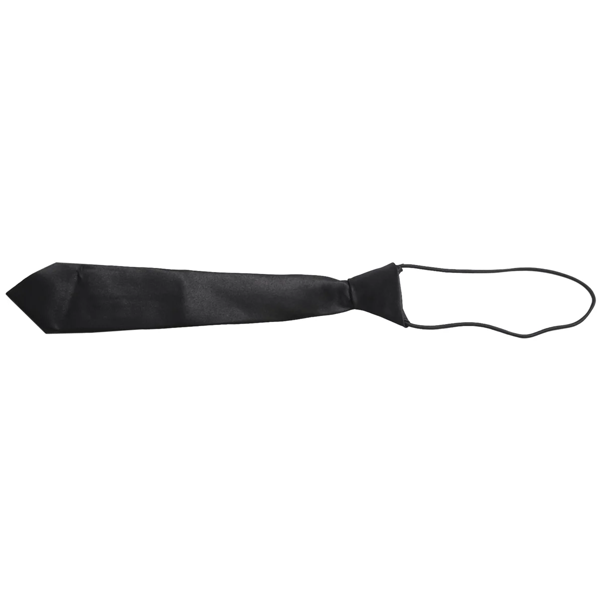 Solid Black Polyester Elastic Slim Necktie Neck Tie for Child