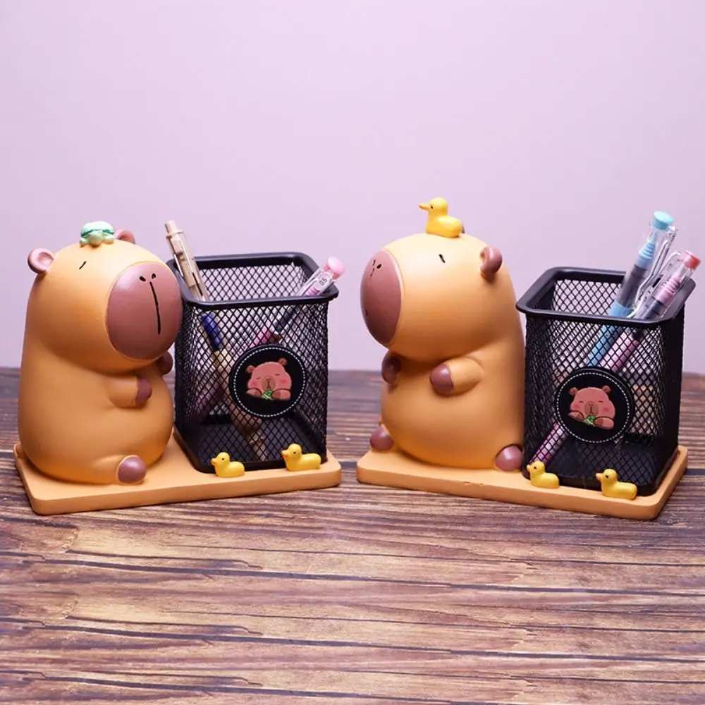 

Resin Capibala Multifunctional Pen Holder Decorative Storage Container Capibala Pencil Stand Container Mini Basket Room Decor