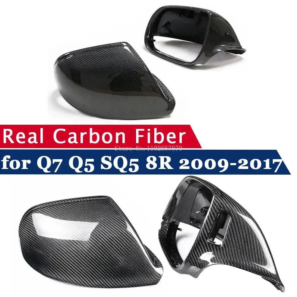 Rearview Mirror Cover for Audi Q5 8R SQ5 2009-2017 Q7 4L 2010-2015 Real Carbon Fiber Side Mirror Shells Replace Case Protector