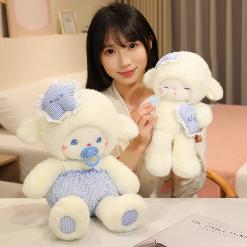 

Cute Big Ear Sheep lush Doll Cartoon Stuffed Animals Sheep Wear Pants Soft Baby Accompany Sleeping Pillow Girl Birthday Gift