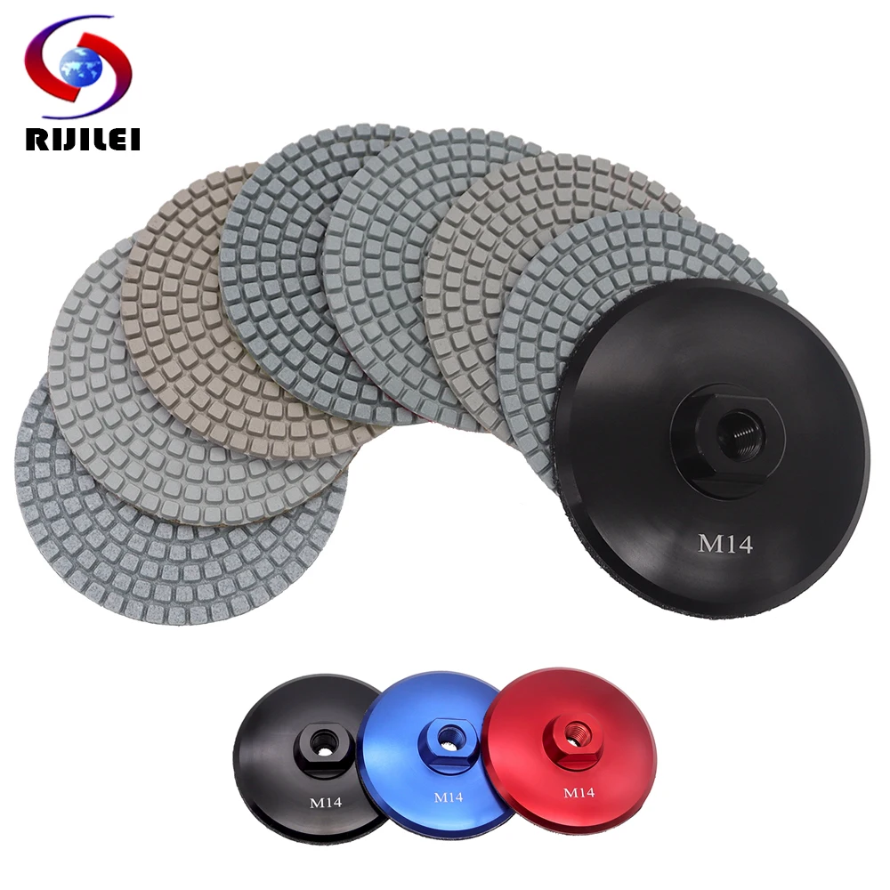 

8 Pcs 4 Inch Wet Polishing Pad Sharp 100 mm Flexible Diamond Polishing Pad Marble Granite Stone With M14 Aluminium Backer Pad