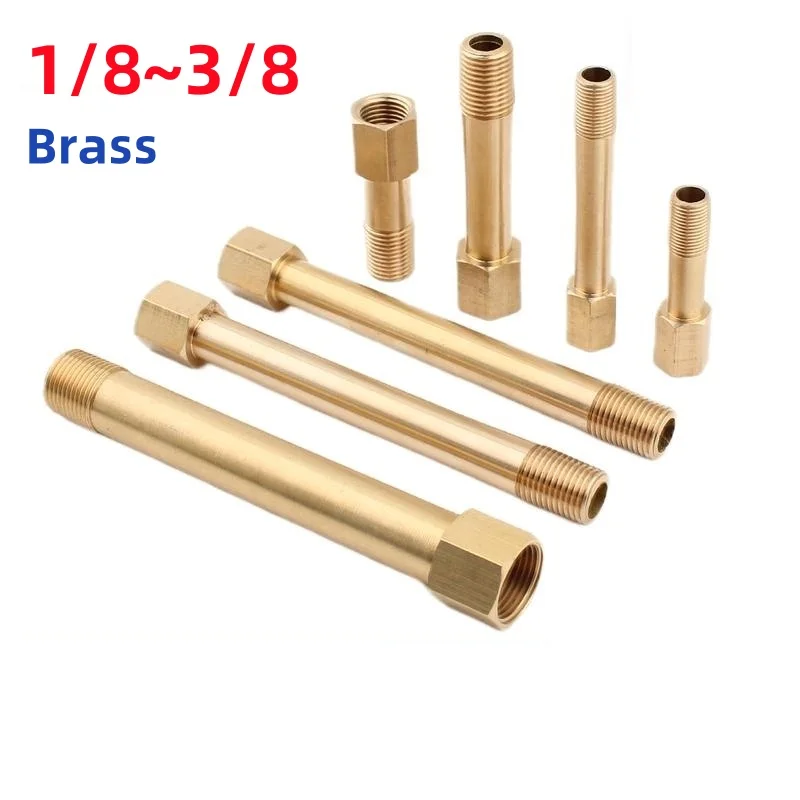 1/8 1/4 3/8 Brass Threaded Fitting BSPT Male To Female Pipe Joint Connectors Copper Coupler Adapter Length 50~200mm