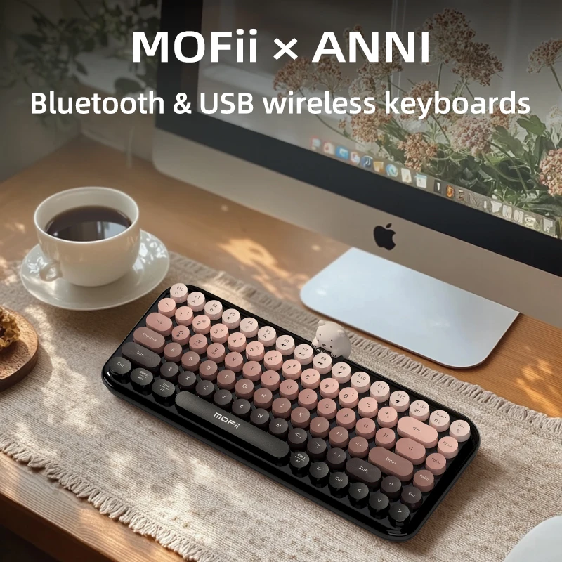 

MOFII ANNI Беспроводная двухрежимная портативная клавиатура Bluetooth для офиса и игр, модный дизайн