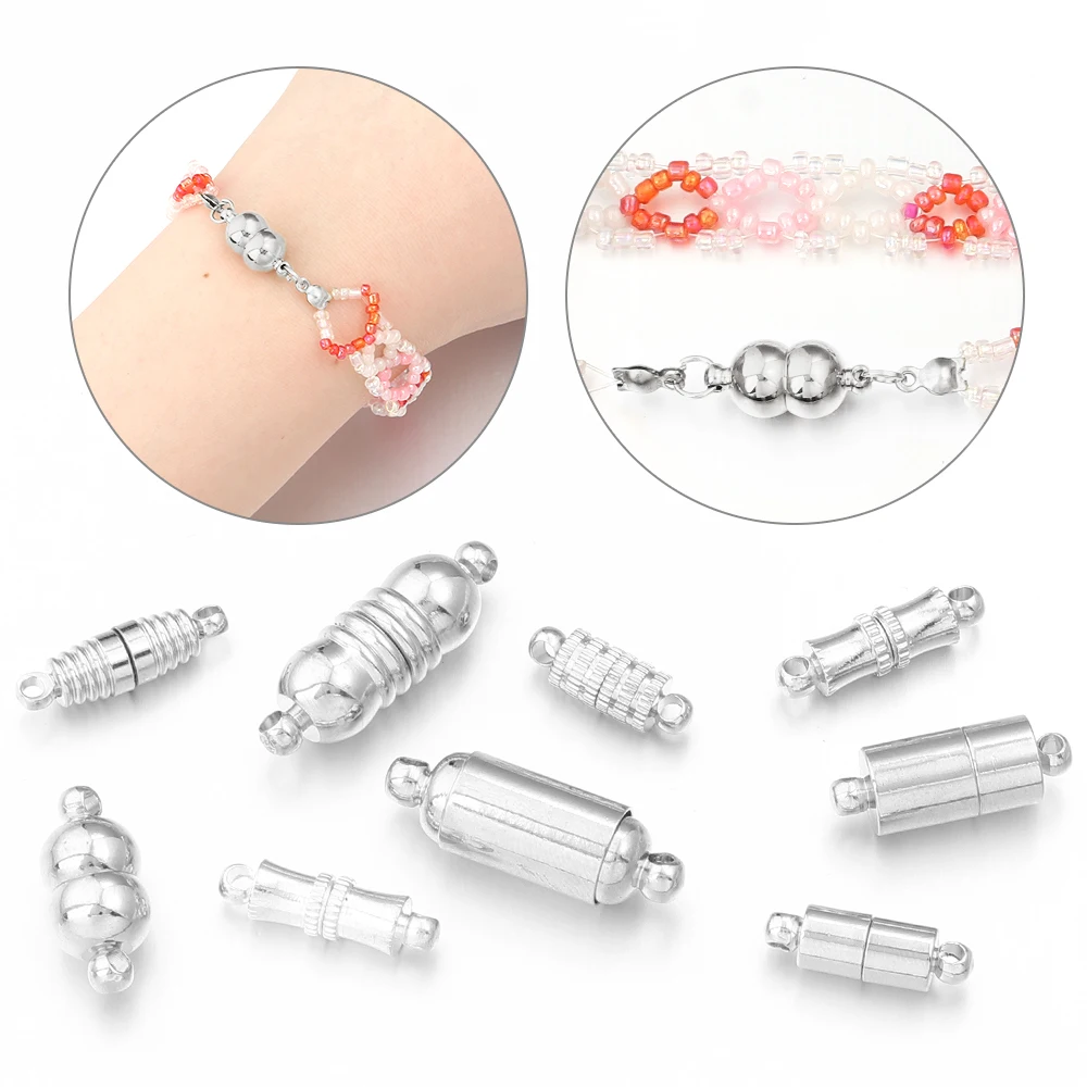 5 unids/lote de cierres magnéticos fuertes, conectores de cierre de extremo magnético chapados en cobre para fabricación de joyería, collar de pulseras de cordón de cuero DIY