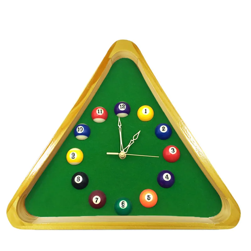 Billiards Hall Wall Clock Personalized Creative Decoration Clock Plastic Solid Wood Three-dimensional Ball Silent Clock