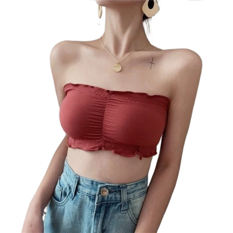 2024 New Seamless Women Tube Tops Strapless Sexy Bra Crop Top Back Closure Bandeau Top Underwear Female Strapless Bra Wrap Top