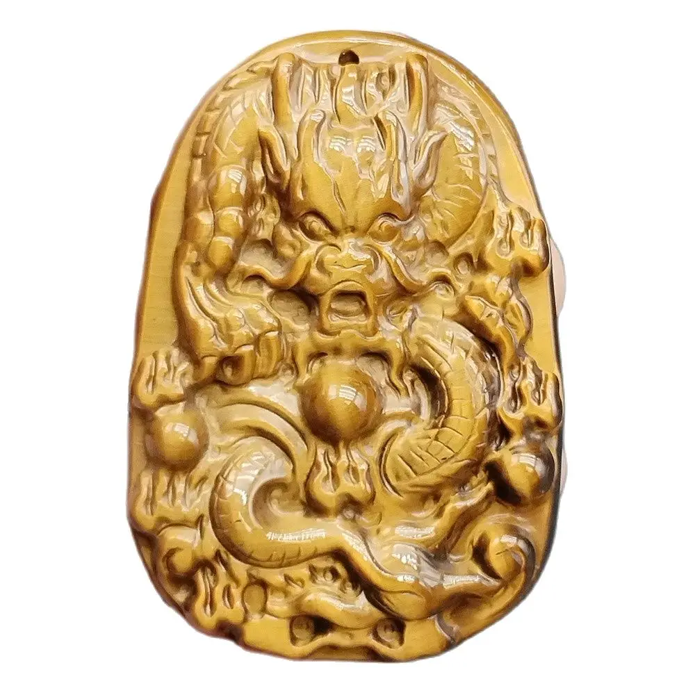 

Wholesale Certified Natural Tiger-Eye Stone Carved Dragon Bead Pendant