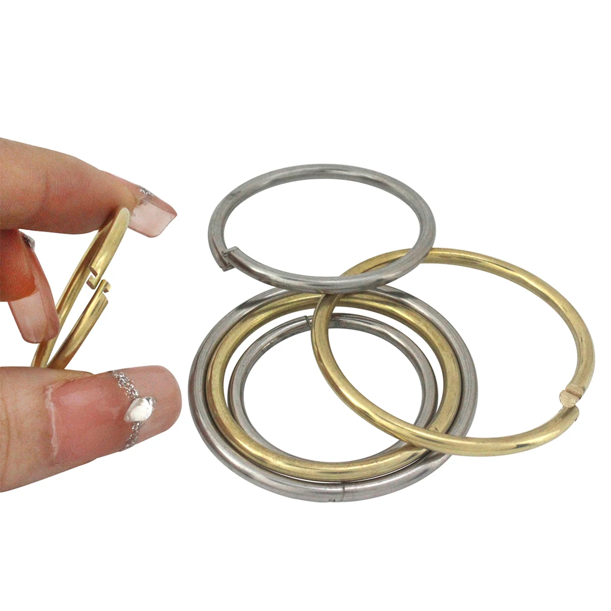 2 pcs Brass/Stainless Steel Lock O Ring Key Ring Loop Quick Release Keychain Loop Split Rings Leather Accessories