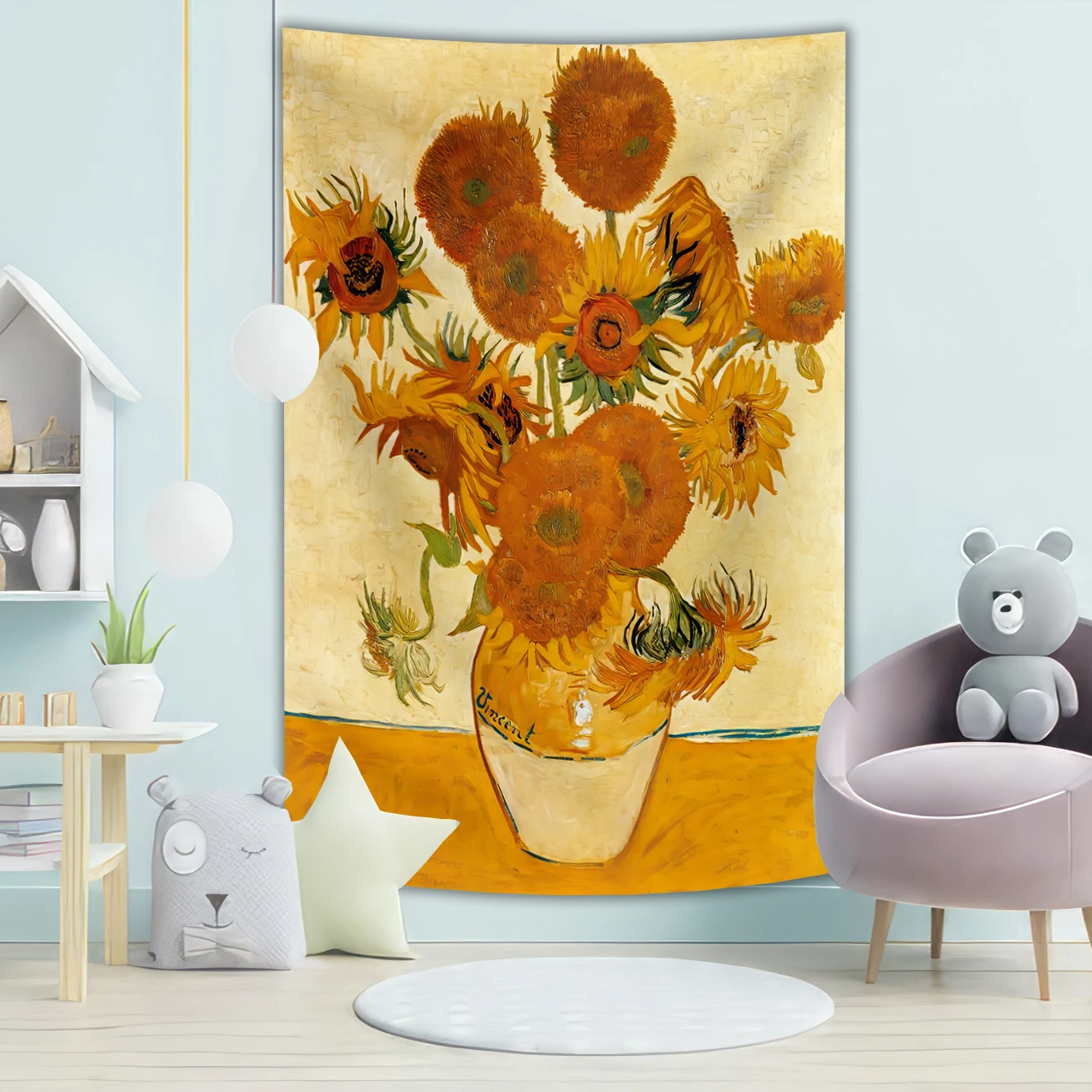 120x180 Van Gogh Artwork Decorative Tapestry Sunflower Home Room Wall Blanket Banner