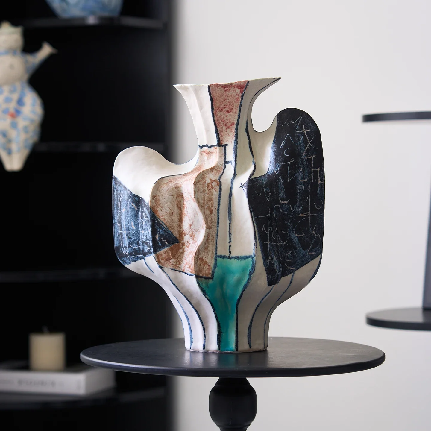 Chinese ceramic vase hand-painted colored vase flower arrangement accessories abstract folding pot home improvement accessories