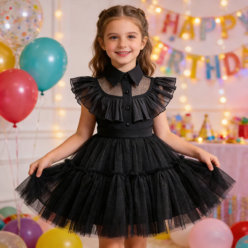 Baby Kleider Halloween Kostüme Kinder Schwarz Hochzeit Geburtstag Kleid Mädchen Prinzessin Kleid Karneval Cosplay Mädchen Party Kleider