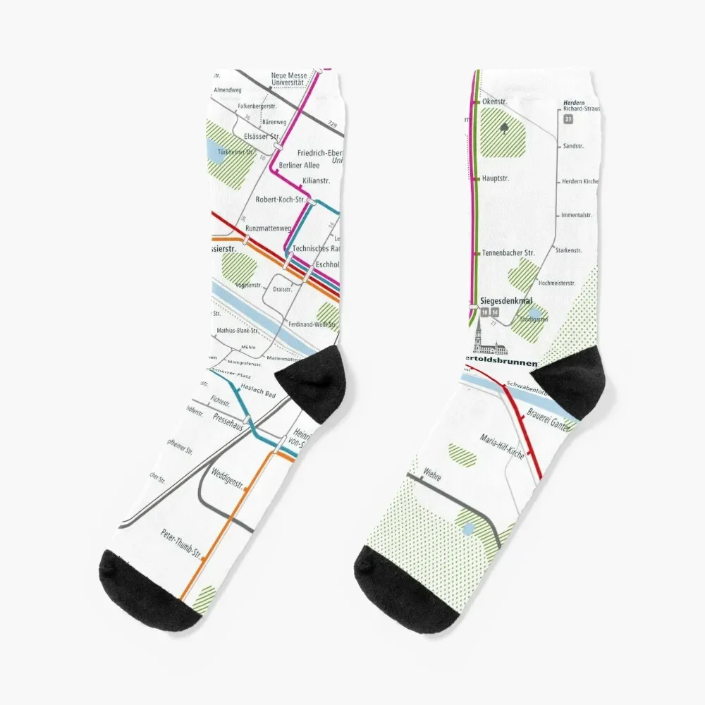 Freiburg City Rail Map Square Socks Rugby basketball soccer anti-slip Socks For Women Men's