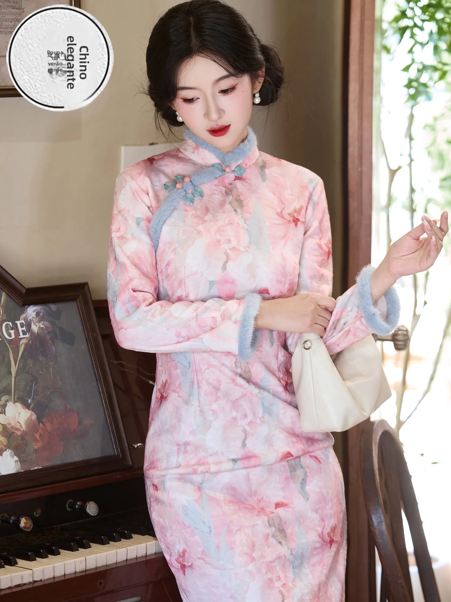 pink-fce-lined-thiened-autunno-inverno-ele-dr-per-ocns-importanti-bellissimo-motivo-floreale-lungo-sve