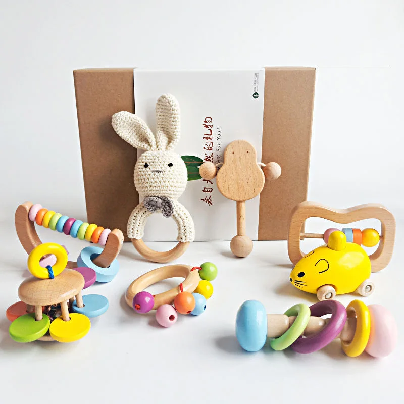 Montessori ของเล่นเด็ก Rattles Teether ของเล่นเพื่อการศึกษาของเล่นไม้เด็กวัยหัดเดินเด็กแรกเกิด Musical Rattles ของเล่นเด็กของเล่น0 6 12เดือน