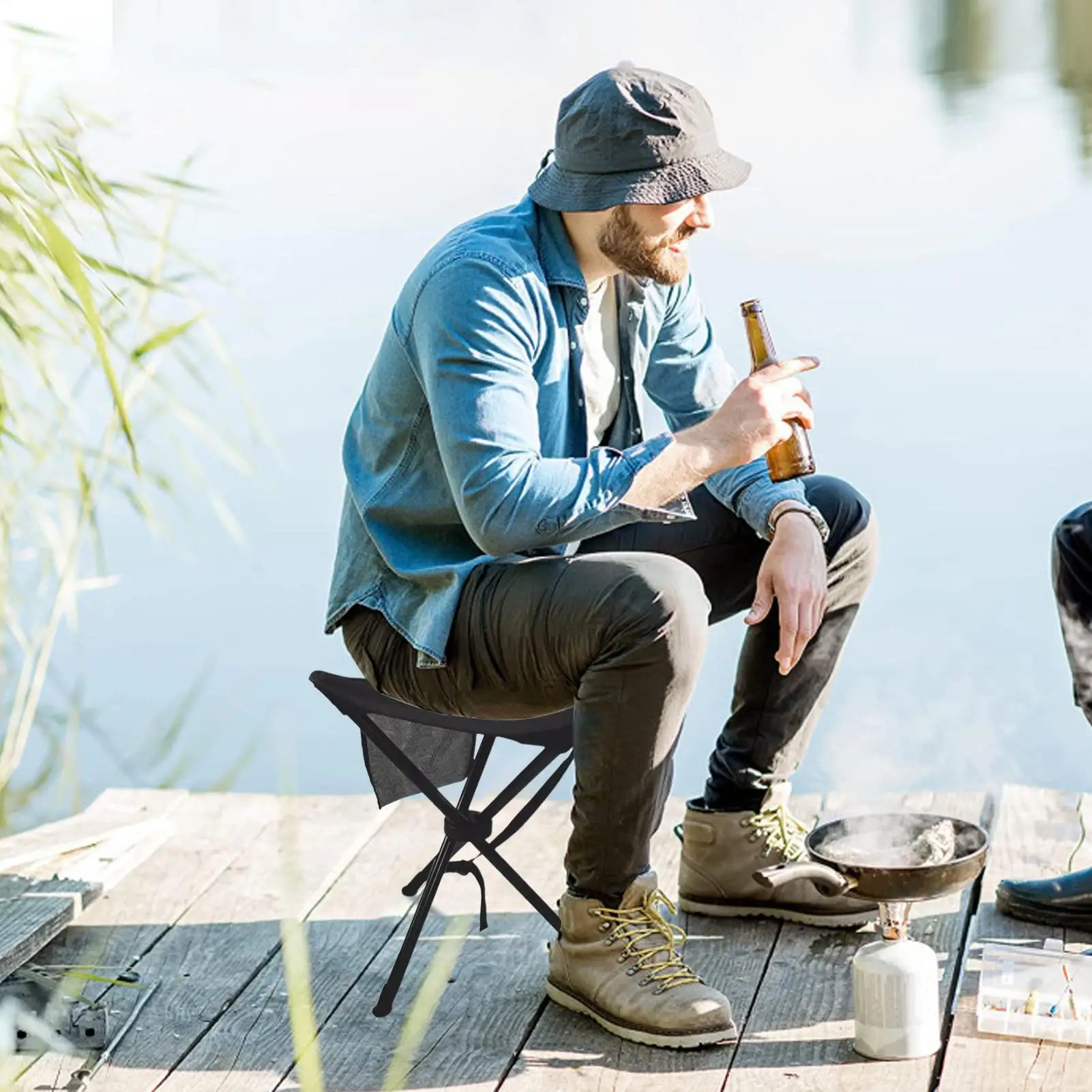 

Складной табурет для кемпинга, максимальный вес 100 кг, складное сиденье, портативный уличный табурет для взрослых, кемпинга, путешествий, пешего туризма, рыбалки, альпинизма