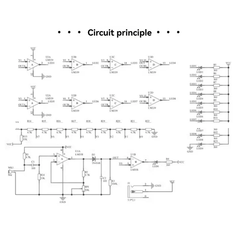 Exquisite-DIY Sound Control LED Music Spectrum Electronic Kit Column Audio Display PCB Soldering Practice Kit LM358 LM339