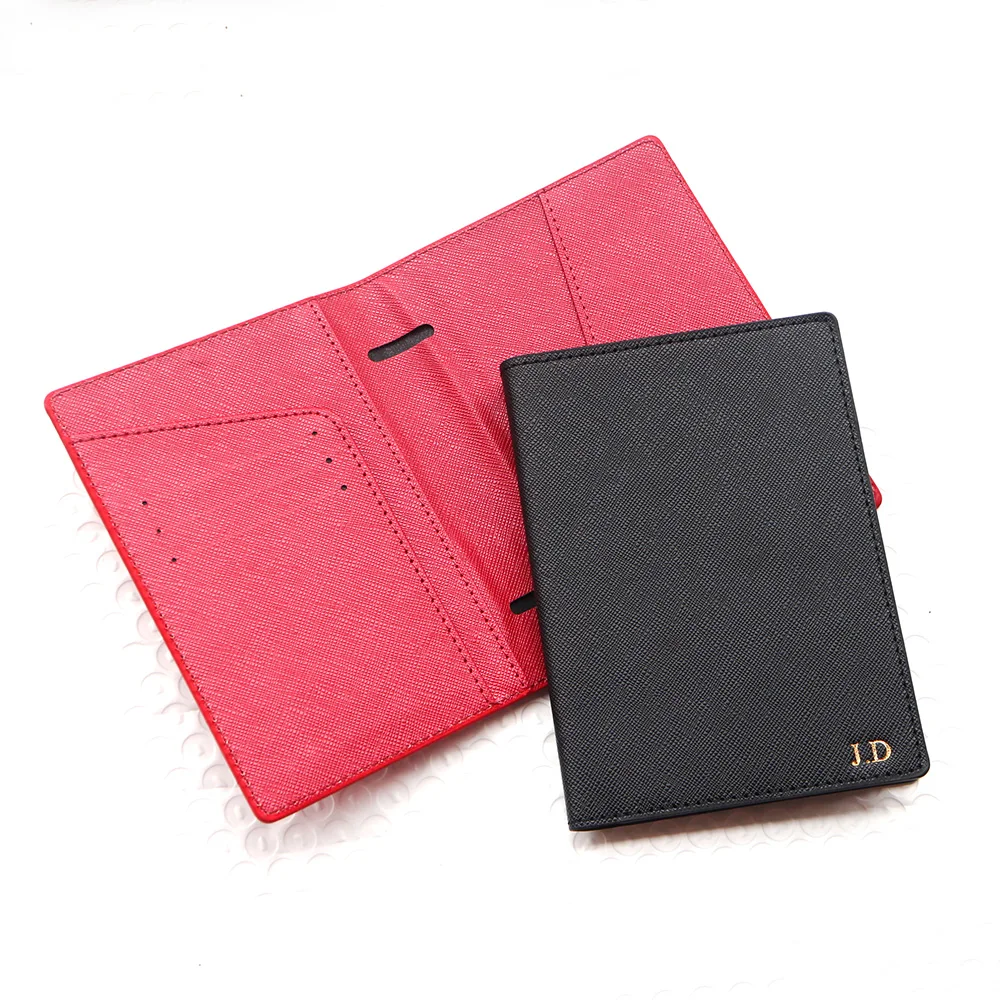 Custom Letters Business Passport Cover Fashion Saffiano PU Travel Document Card Wallet Personalize Initials Passport Holder Set