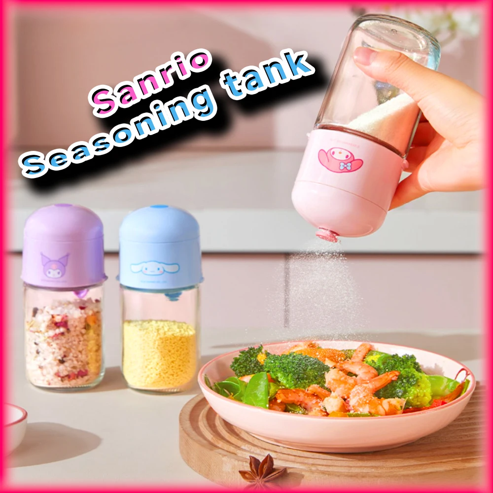 

KawaiI Hello Kitty Salt and Pepper Shakers Sanrio Anime Cinnamoroll Kuromi MyMelody Damp Proof Condiment Bottle