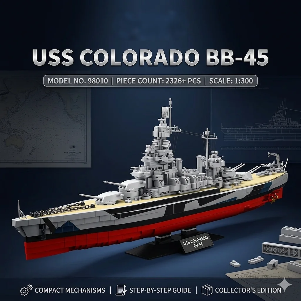 

DIY USS Colorado Battleship Building Blocks 2326PCS MOC Military Navy Warship Bricks Model Construction Toy For Adults Men Gift