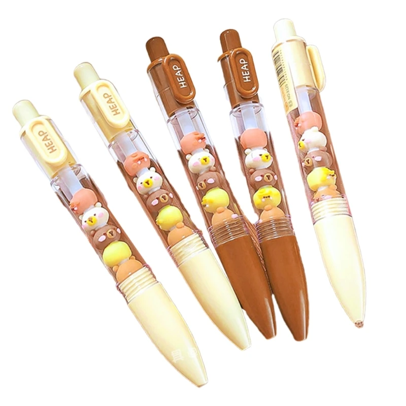 

5Pcs Retractable Gel Pen Cartoon Gel Pen Novelty Writing Pen for Student Adult