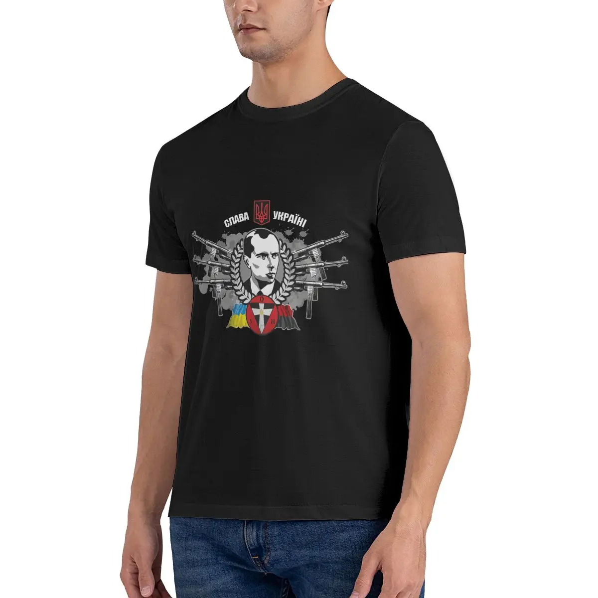 Ukrainian Insurgent Army (Stepan Bandera) T-shirt Tee Shirt Gift Retro Splicing Comfortable