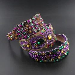 New Purple Color Crystal Stone Headband Hairbands Elegant Women Hair Accessories Wide Headband Wedding Jewelry 172