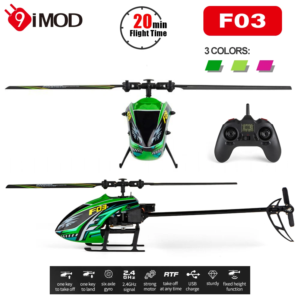 

9IMOD F03 RC Helicopter 4CH 2.4Ghz 6-Axis Gyro RTF Gift Helicopter Toys for Kids Adults