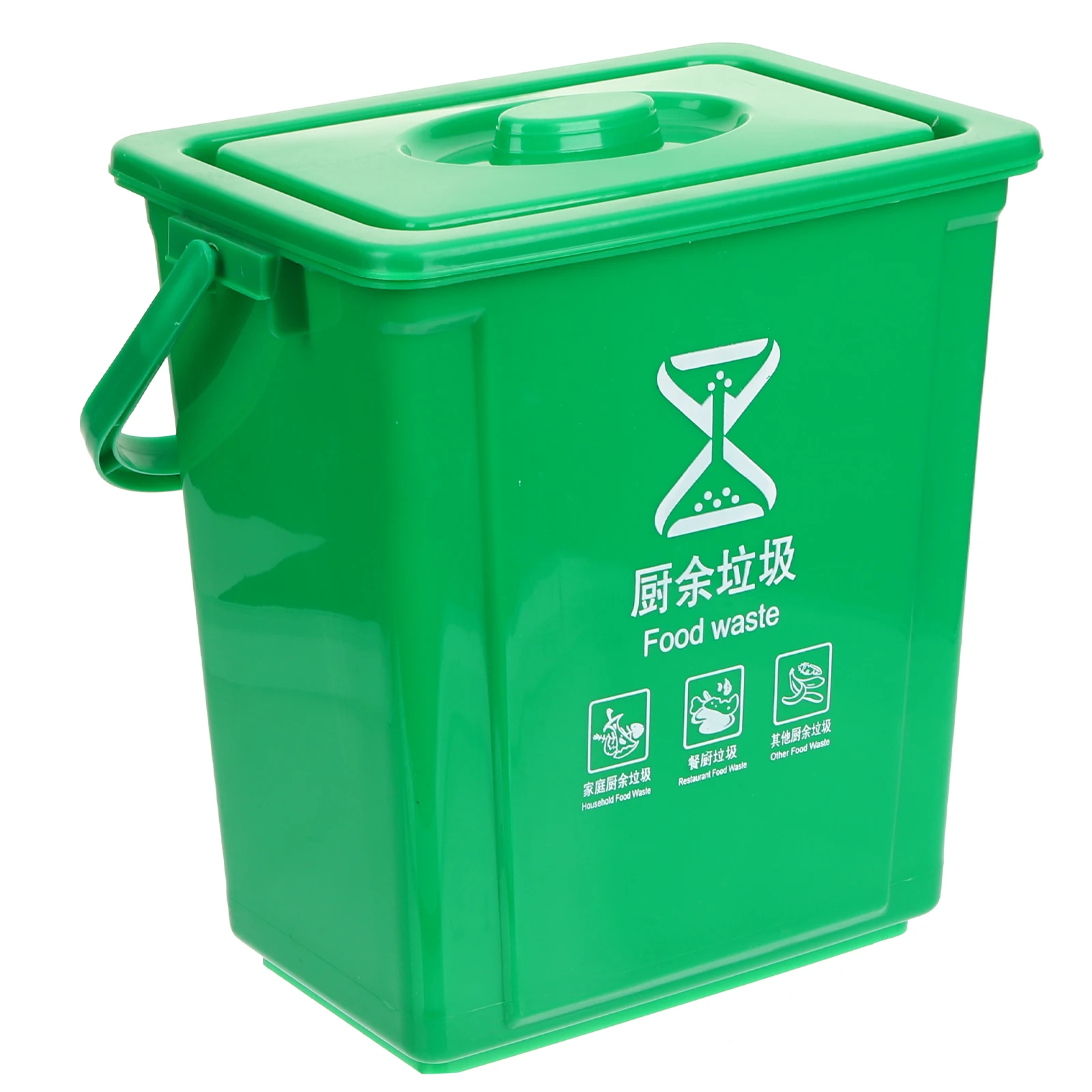 10L Green Trash Can with Lid Bin for Food Waste Containers Compost Bucket For Kitchen Compost Bin Home Office Use