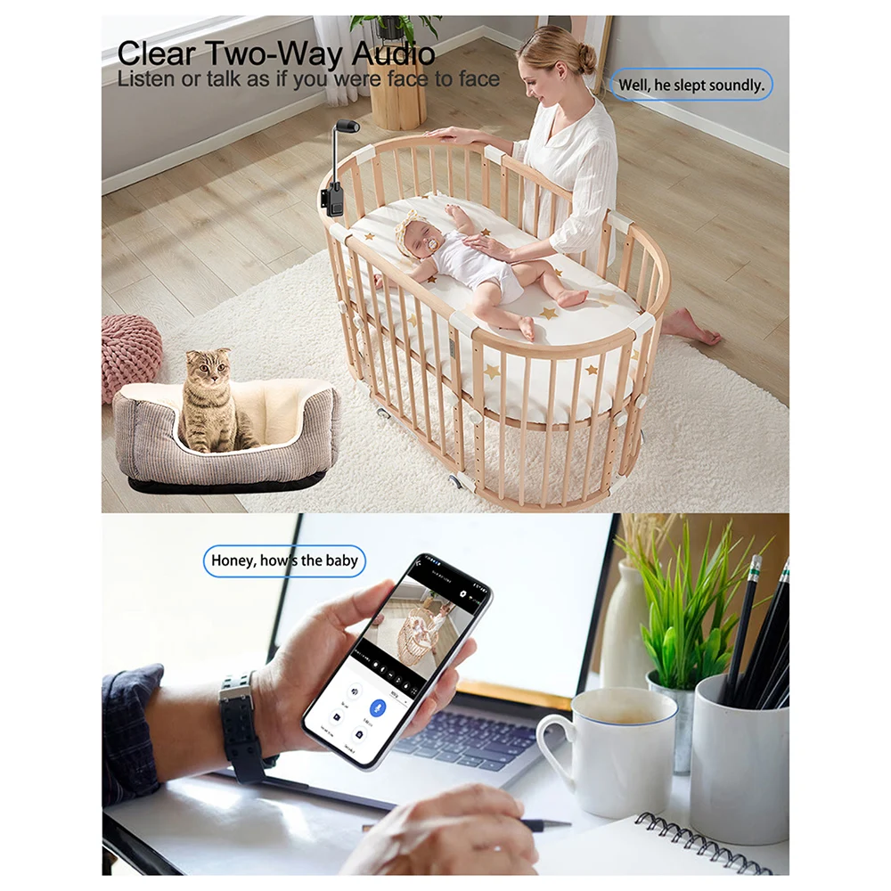 كاميرا مراقبة واي فاي صغيرة مراقبة عن بعد HD 4K 1080P للرؤية الليلية اتجاهين الصوت واي فاي كاميرا مراقبة كاميرا داخلية في الهواء الطلق #4