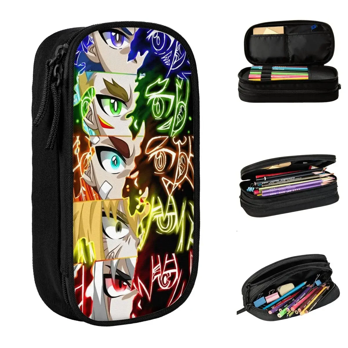 Beyblades Burst Anime Pencil Case Kurenai Aoi Kiyama Pen Holder Bag Student Big Capacity Students School Gifts Pencilcases