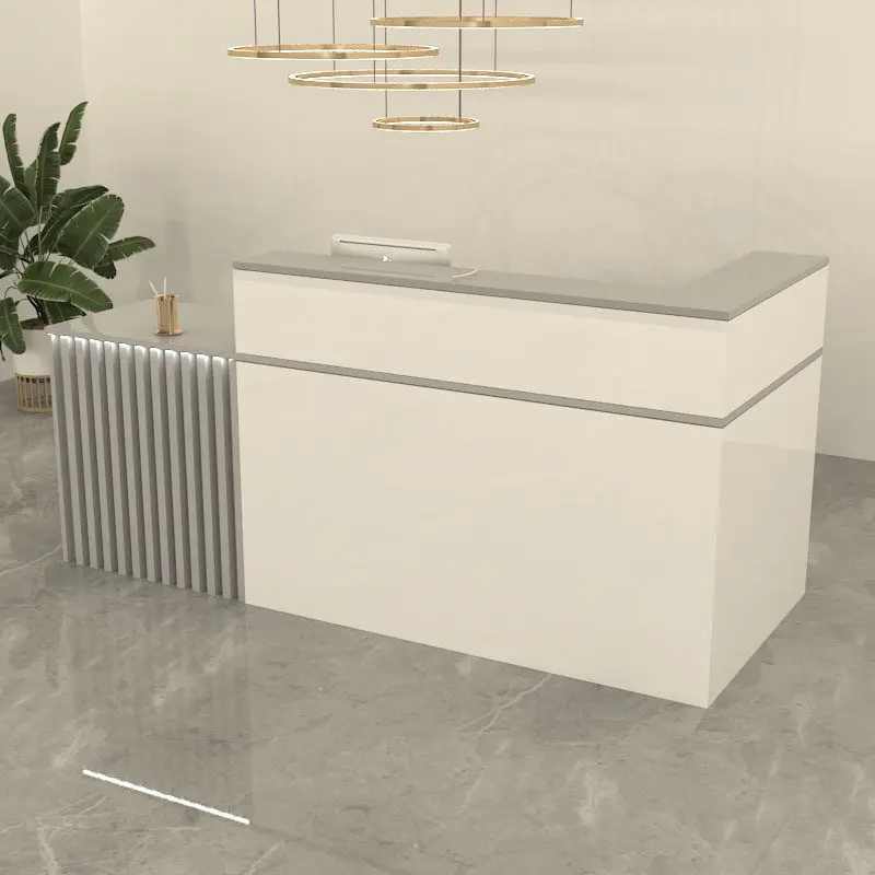 white simple reception desk multifunctional practical Corner reception counter clothing store recepção salão de beleza furniture