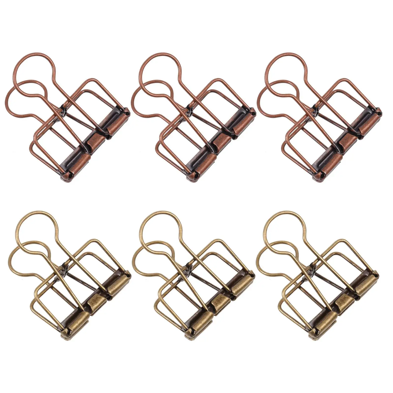 

6 Pcs Retro Bronze Dovetail Clips Office Supplies Paper Binder Practical File Organizer Stationery Metal Document Holder