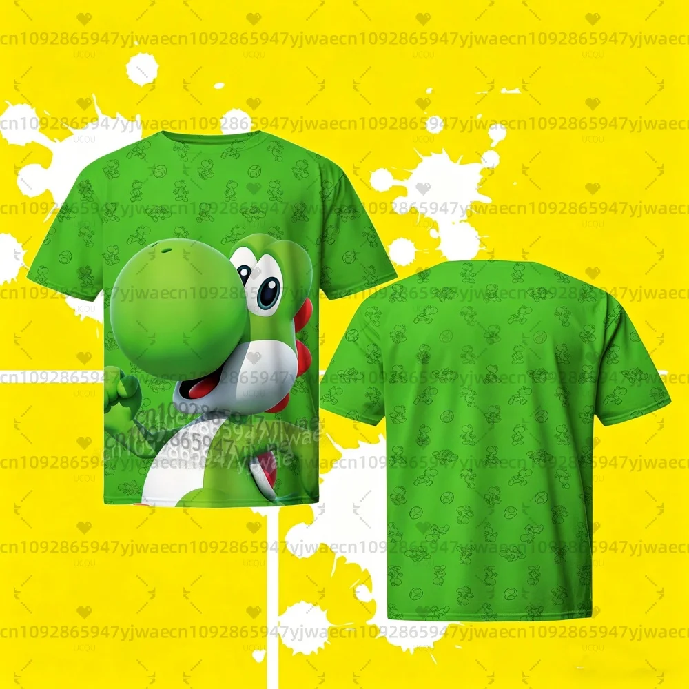 Koszulka męska Super Mario Bros. Yoshi Peach 2026, letnia sukienka dla dzieci, koszulka chłopięca, koszulka męska damska z krótkim rękawem, urocze koszulki urodzinowe dla dzieci.