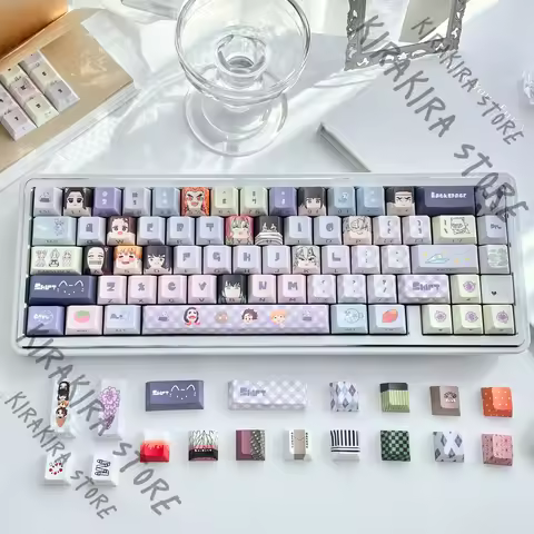 Demon Slayer Agatsuma Zenitsu Computer Key Cap Keycaps Ornaments Kanroji Mitsuri Theme Cosplay Mechanical Keyboard Mascot