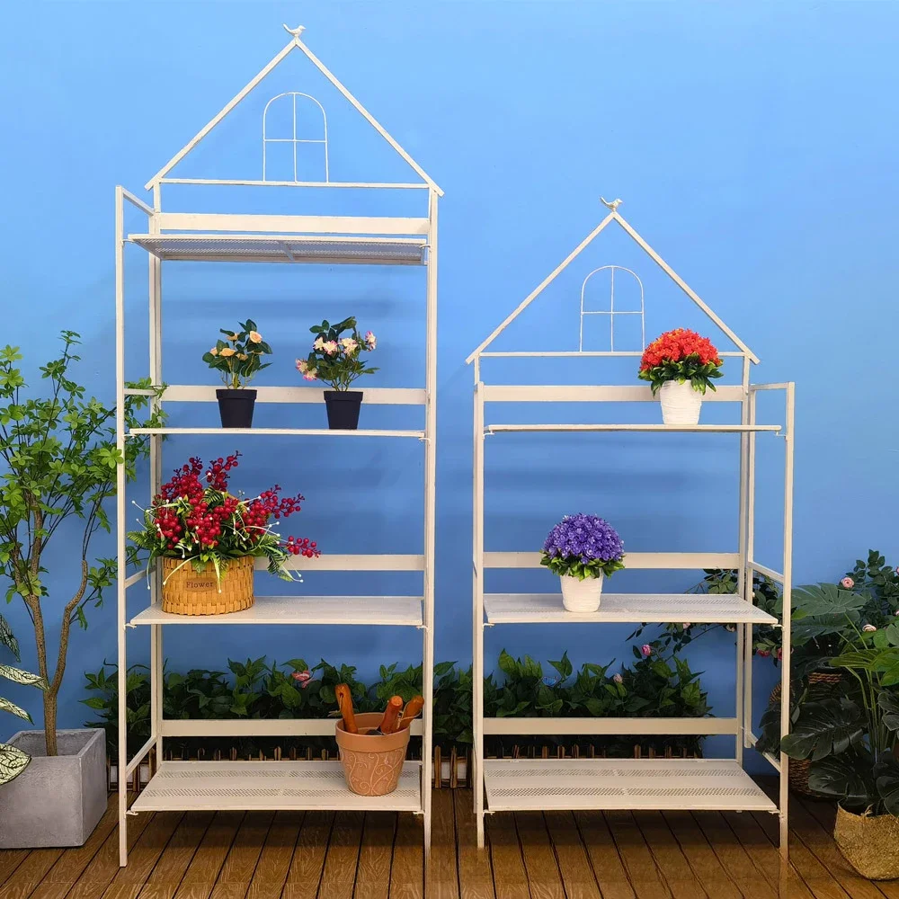 Succulent flower stand, indoor floor-to-ceiling garden shelf, household old-fashioned wrought iron, multi-storey courtyard